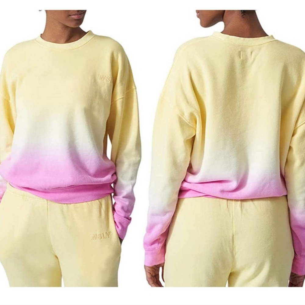 Bandier x WSLY Ecosoft Crewneck Sweatshirt in Sunshine Helo Ombre Size 1X